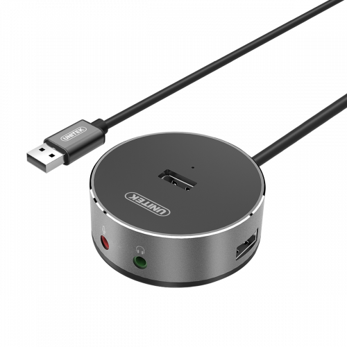 USB2.0 3口集線器 + 立體聲音訊插口. 											